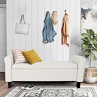 Vista 6 de Babion Banco otomano de almacenamiento con brazos, banco de extremo de cama para dormitorio, banco de almacenamiento con botones para entrada, sala