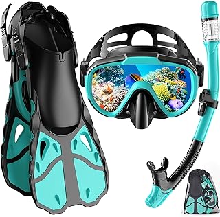 Juego de esnórquel con aletas para adultos, equipo de esnórquel para adultos, hombres y mujeres, juego de máscara de snorkel para adultos, juego combinado de máscara de esnórquel con bolsa