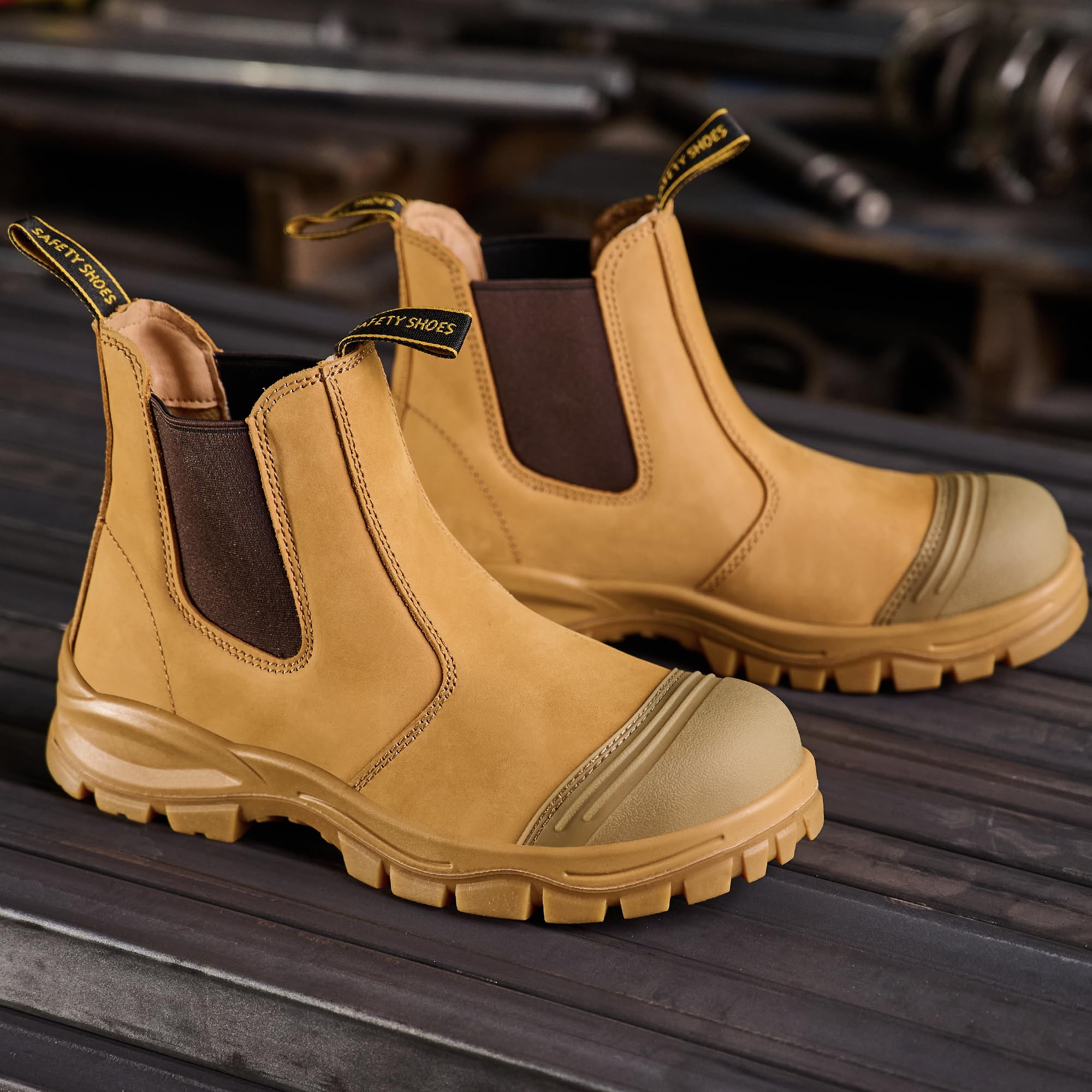 Chelsea Botas de seguridad para hombre Botas con puntera de acero para el trabajo Botas a prueba de pinchazos
