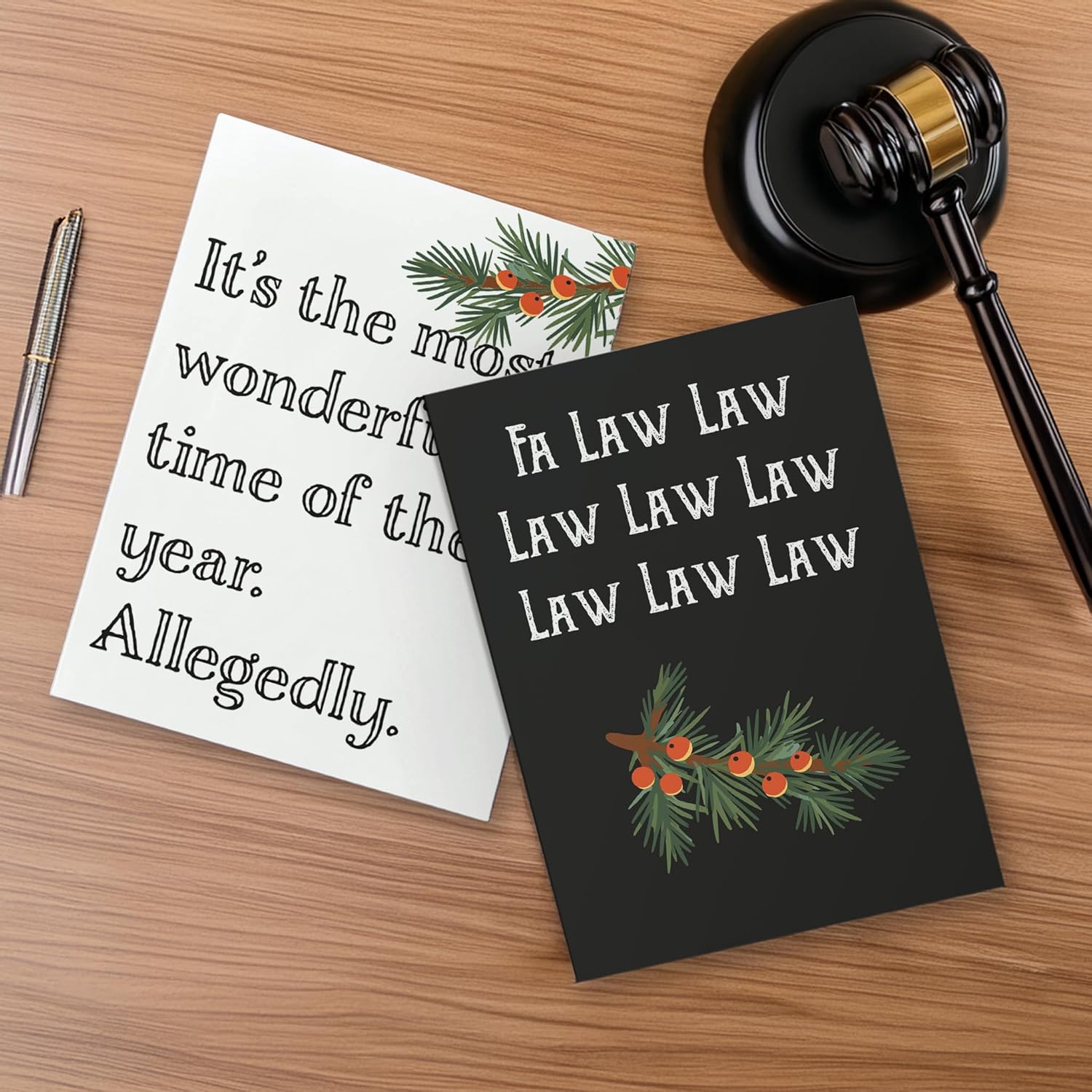 Ritzy Rose 24 Legally Merry Holiday Christmas Cards in 2 Funny Lawyer Styles + Envelopes