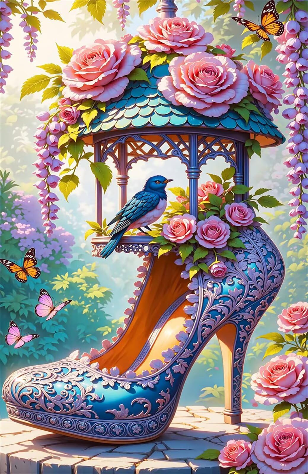 High Heels Schmetterlinge Blumen Puzzle 1500 Teile für Erwachsene - Klassisches Gedächtnistraining & Gehirnjogging, Inklusive 1:1 Poster für Wanddeko (87x57 cm)