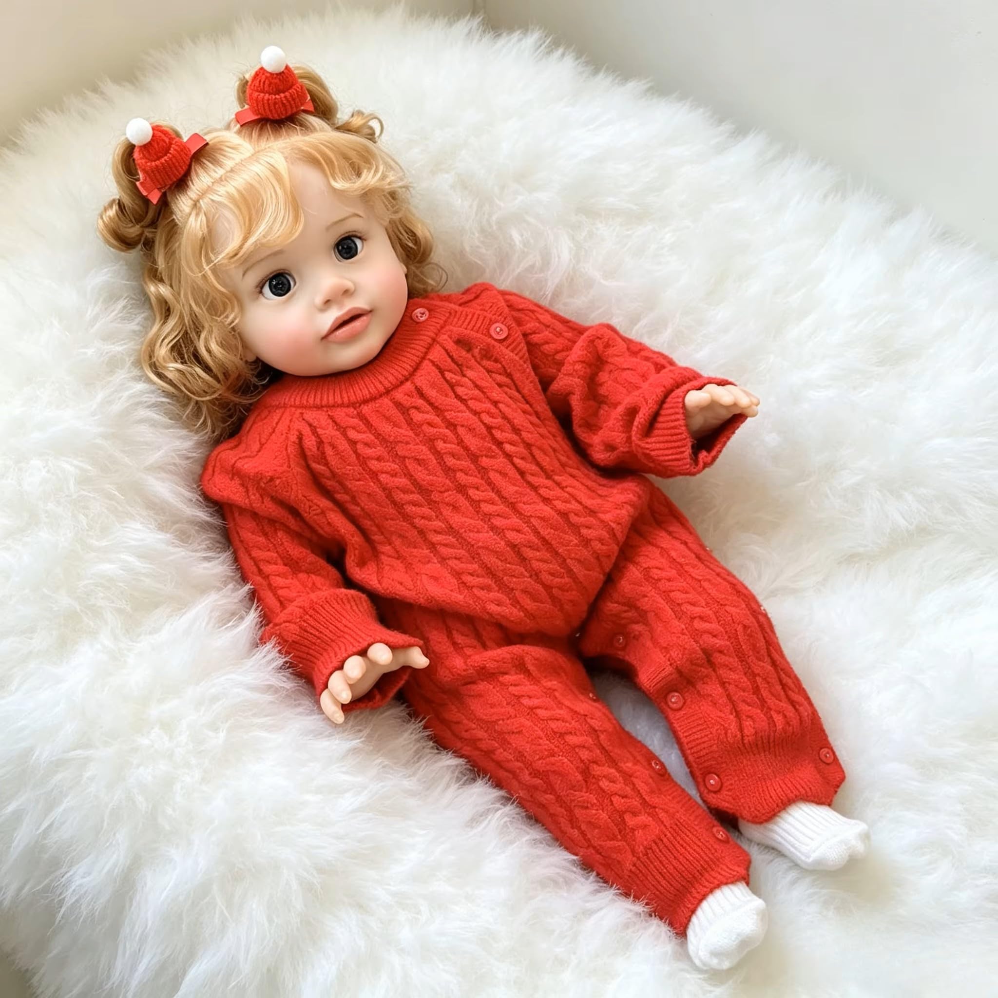Duży rozmiar Reborn maluch lalki dziewczynka 66 cm Reborn Baby Dolls Pippa z blond kręconymi włosami, realistyczna lalka dla niemowląt