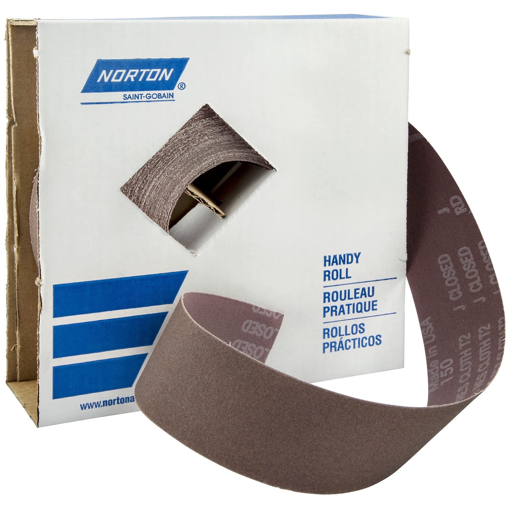 Norton Metalite Cloth Backed Sandpaper Roll, 50 Grit Sandpaper, Woodworking and Automotive Sandpaper, 2 Inches Wide, Continuous Roll of 50 Yards