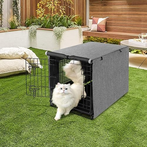 Miniatura 32 de Funda para jaula de perro para jaula grande de alambre de 42 pulgadas, para cachorros con puerta doble, poliéster 600D ligero a prueba de viento