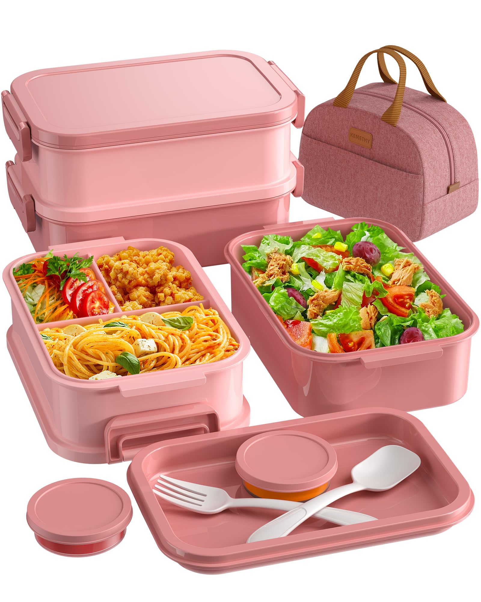 Amazon.com: KEMETHY Adults Bento Lunch Box Set with Thermo Bag