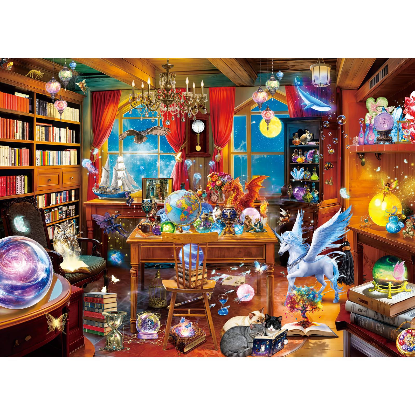 HUADADA Jigsaw Puzzles for Adults 1000, 1000 Piece Jigsaw Puzzles for Adults, Magical Wizard Study Puzzle, Brain Teaser for Family Game Night, Home Decor Gift — image 1