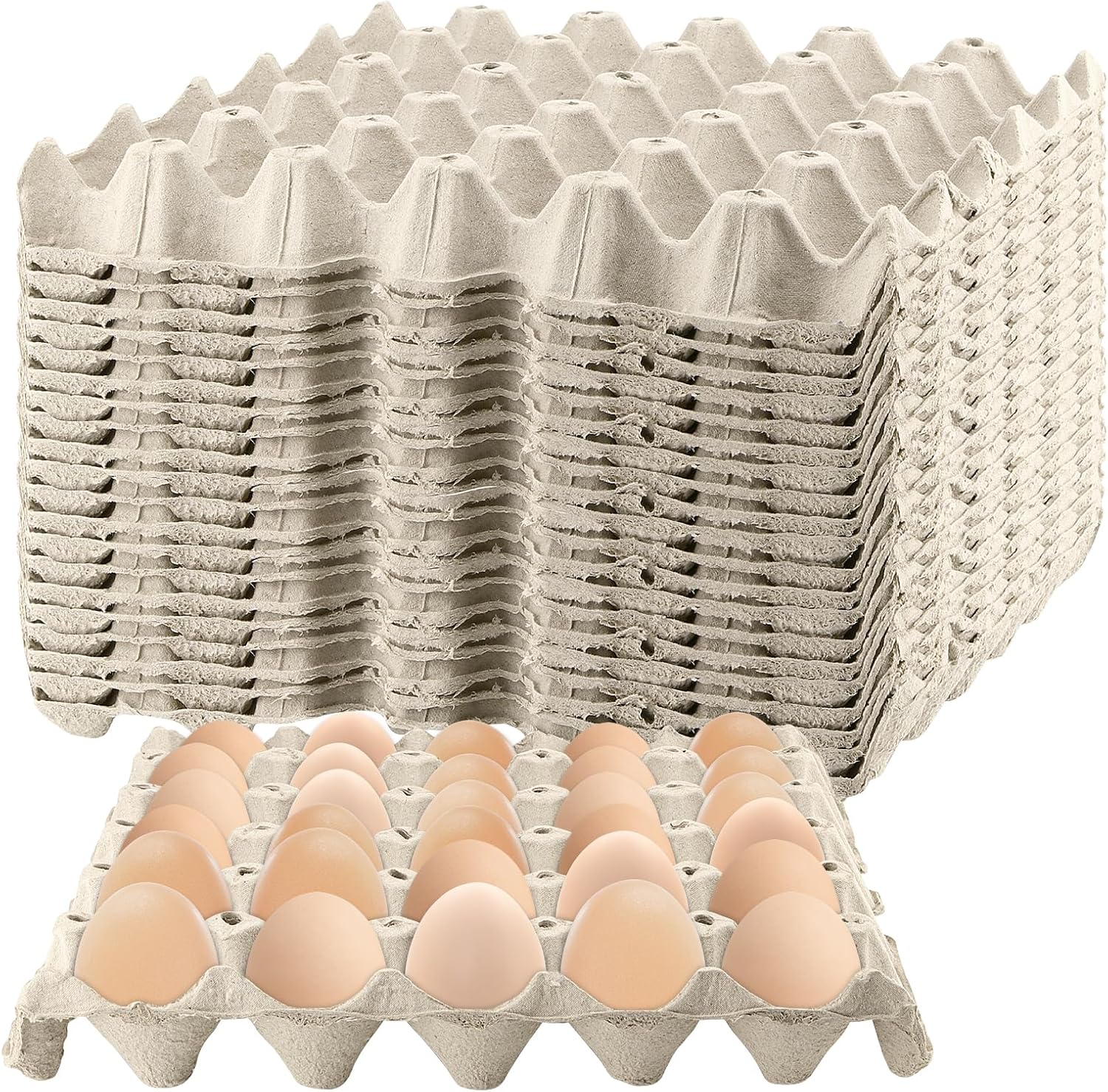 20 PCS 30 Count Gray White Egg Cartons, 12x12x2Inch Paper Pulp Egg Crates, Cardboard Egg Cartons for Egg Packing Storage