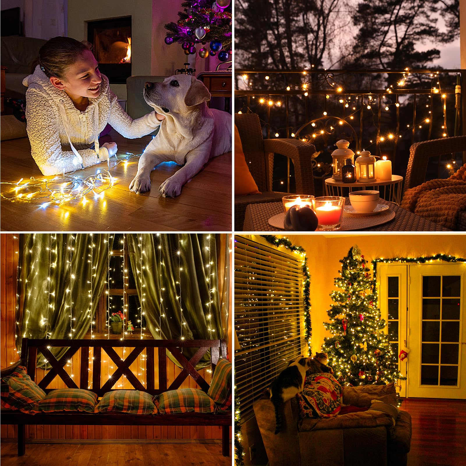 Uping Luci Albero di Natale Luci Natale Esterno Interno 10M 100LED Luci LED per Albero di Natale Bianco Caldo Catena Luminosa da Esterno Natalizie con 8 Modalità IP44 Impermeabile