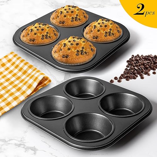 Miniatura 6 de Molde para magdalenas para freidora de aire, paquete de 2 moldes para freidora de aire, horno tostador, sartén antiadherente para hornear cupcakes