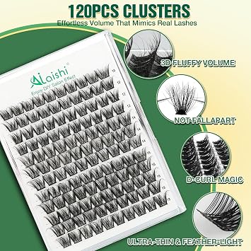 Lash Clusters Kit, DIY 3D Cluster Eyelash Extensions 1018mm,144pcs Fluffy D Curl Soft Natural Lashes with Bond and Seal,Remover,Tweezers, Natural Fake Cat Eye Wispy Individual Clusters