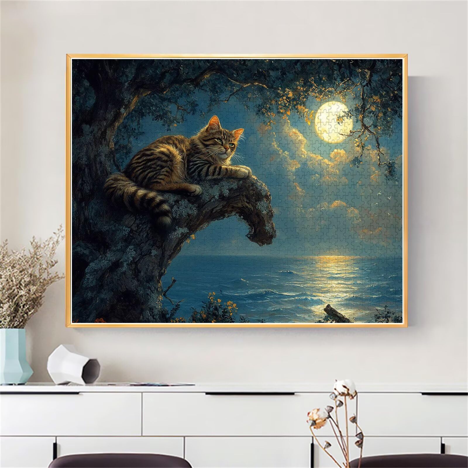 Katze Puzzle für Erwachsene Kinder Anspruchsvoll 5000 Teile Impossible Klassische Puzzles Schwer Mond ab 8 9 10 Jahre Mädchen Jungen Jigsaw Kunst Educa, für Dekoration und Geschenke 105x156cm t-707