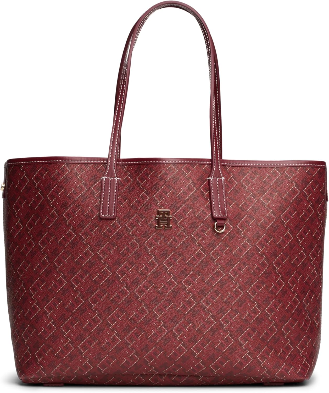 Tommy Hilfiger womens Monogram Leather Tote With Zipper Pocket