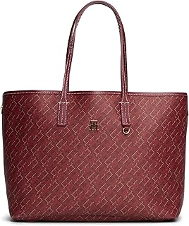 Tommy Hilfiger womens Monogram Leather Tote With Zipper Pocket