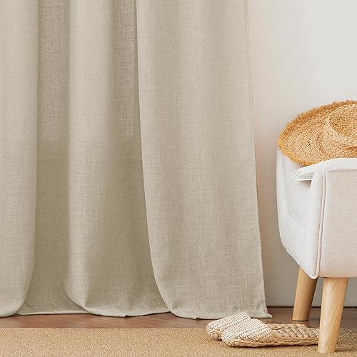Miniatura 6 de RYB HOME - Cortinas semitraslúcidas, lino texturizado, ligeras y livianas, privacidad media, para dormitoriocomedorsala de estaroficina, beige
