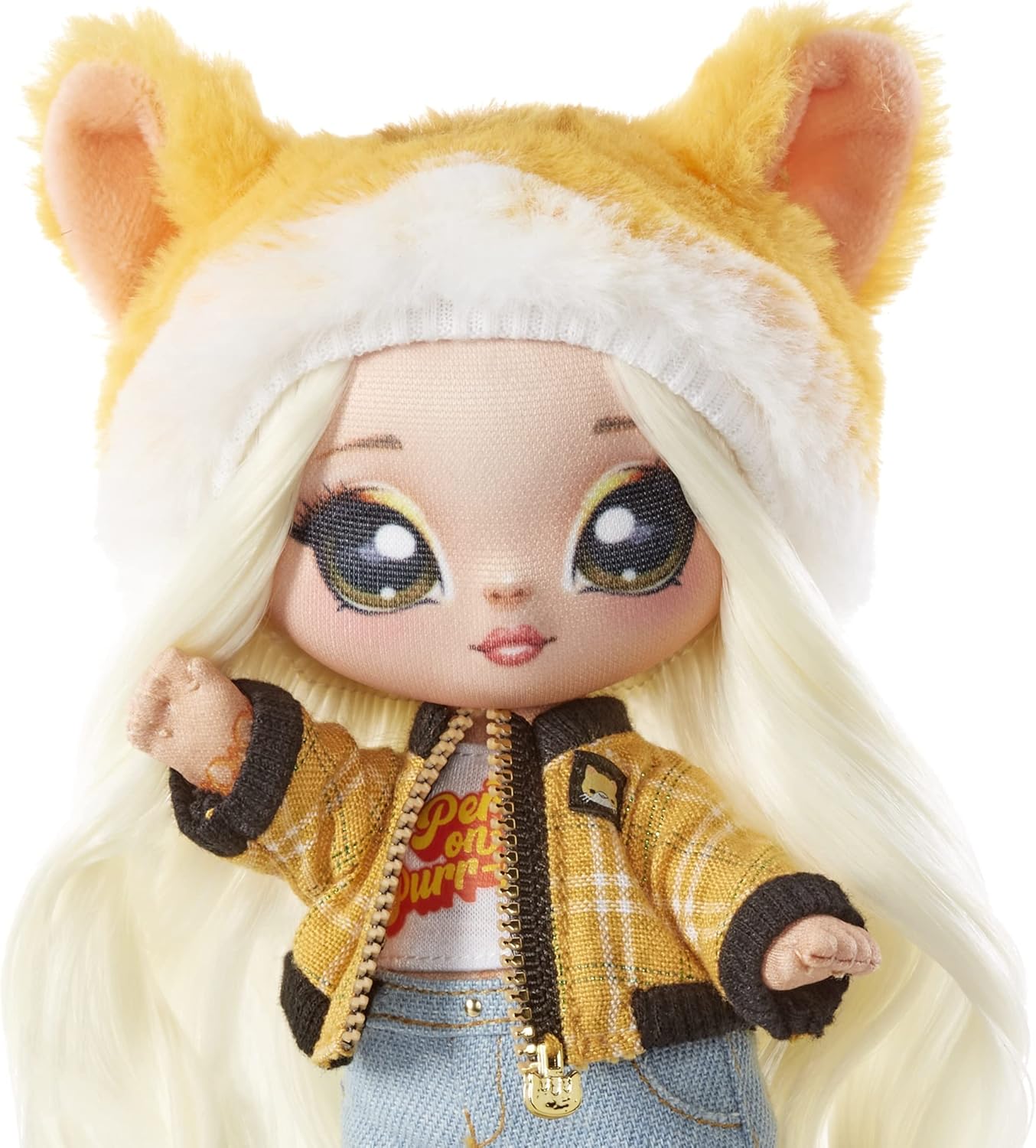 Na Na Na Surprise Glam Series 2 Tabitha Nekota - Tabby Cat-Inspired 7.5" Fashion Doll with Platinum Blonde Hair and Metallic Clip-on Kitty Purse, 2-in-1 Gift, Toy for Kids Ages 5 6 7 8+ Years