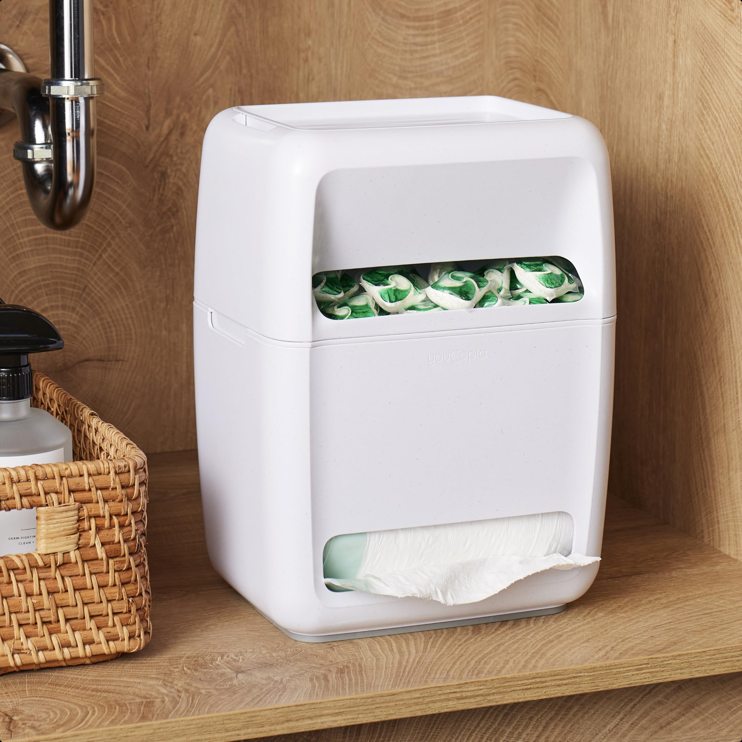 YouCopia SinkSuite Bag & Pod Dispenser — Standing Garbage Bag and Dishwasher Pod