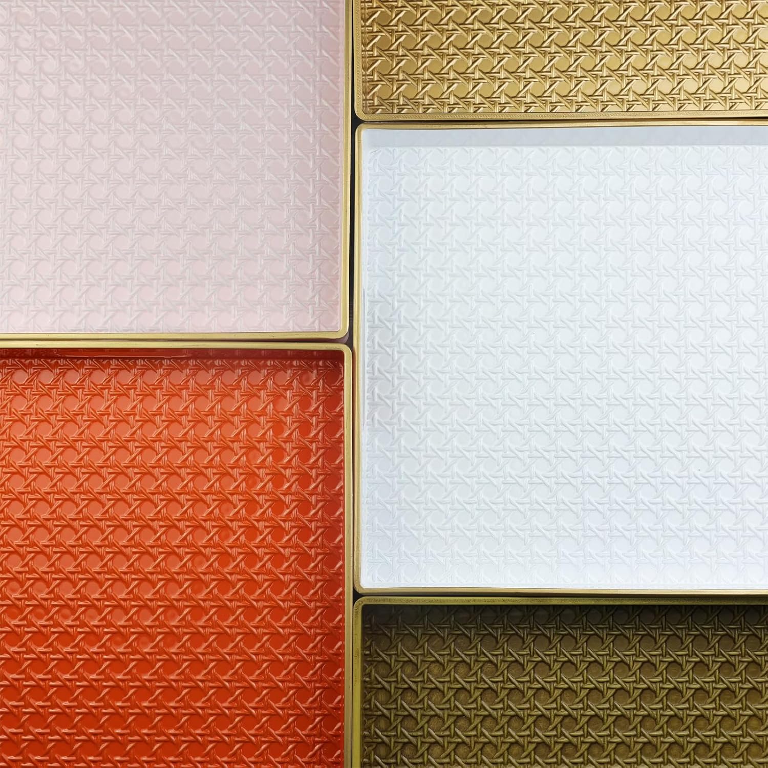 Gold Decorative Coffee Table Tray, Rectangular Plastic Serving Tray with Handles for Living Room, Ottoman, Bathroom, 15.7"*10.2" - Image 6