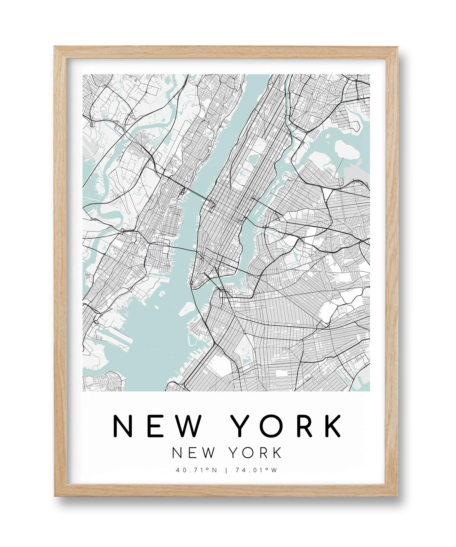 Photo 1 of HesenDot New York Map Framed Wall Art,12x16in City Map Canvas Print,Natural OAK Frame,Minimalist Modern NYC Line Poster Decor for Living Room Office Bedroom Home Study,Set of 1