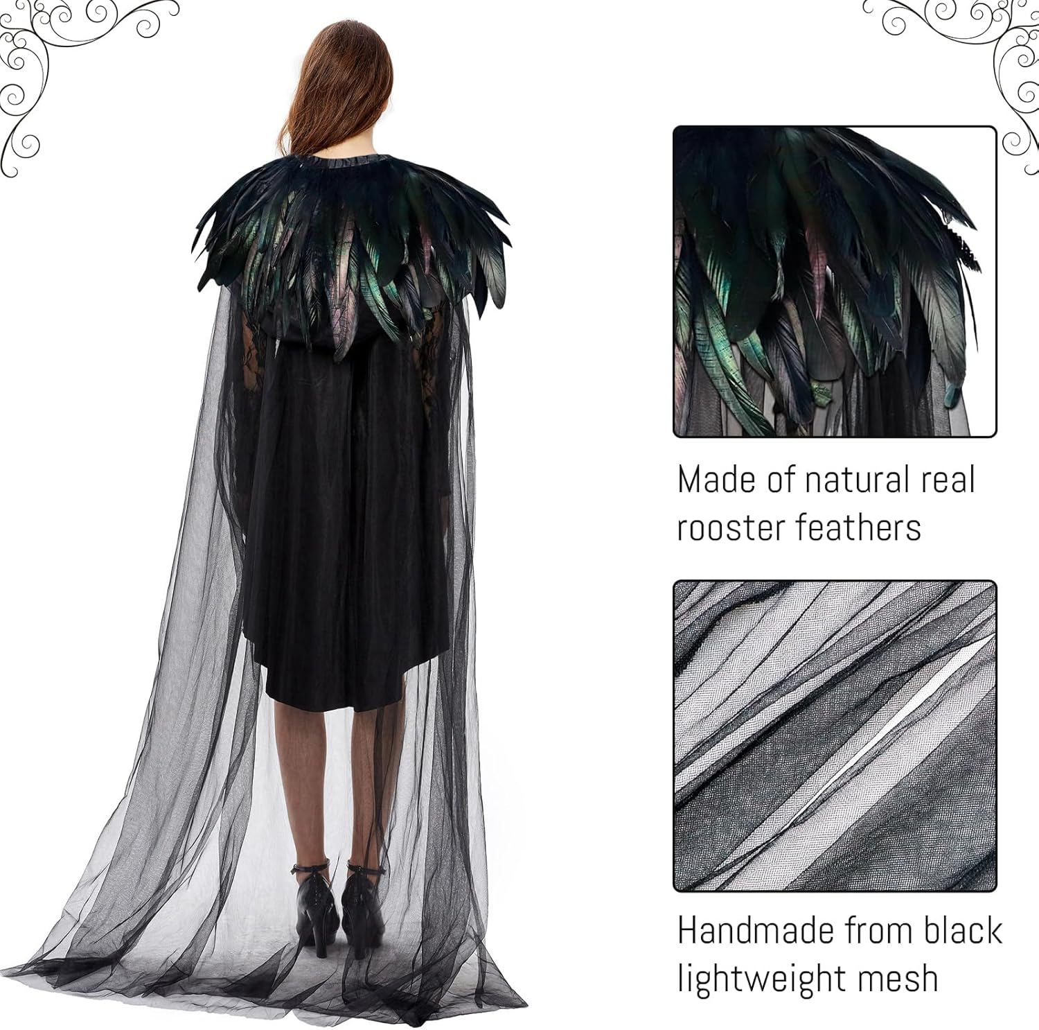 Feather Collar Witch Cape - Image 5