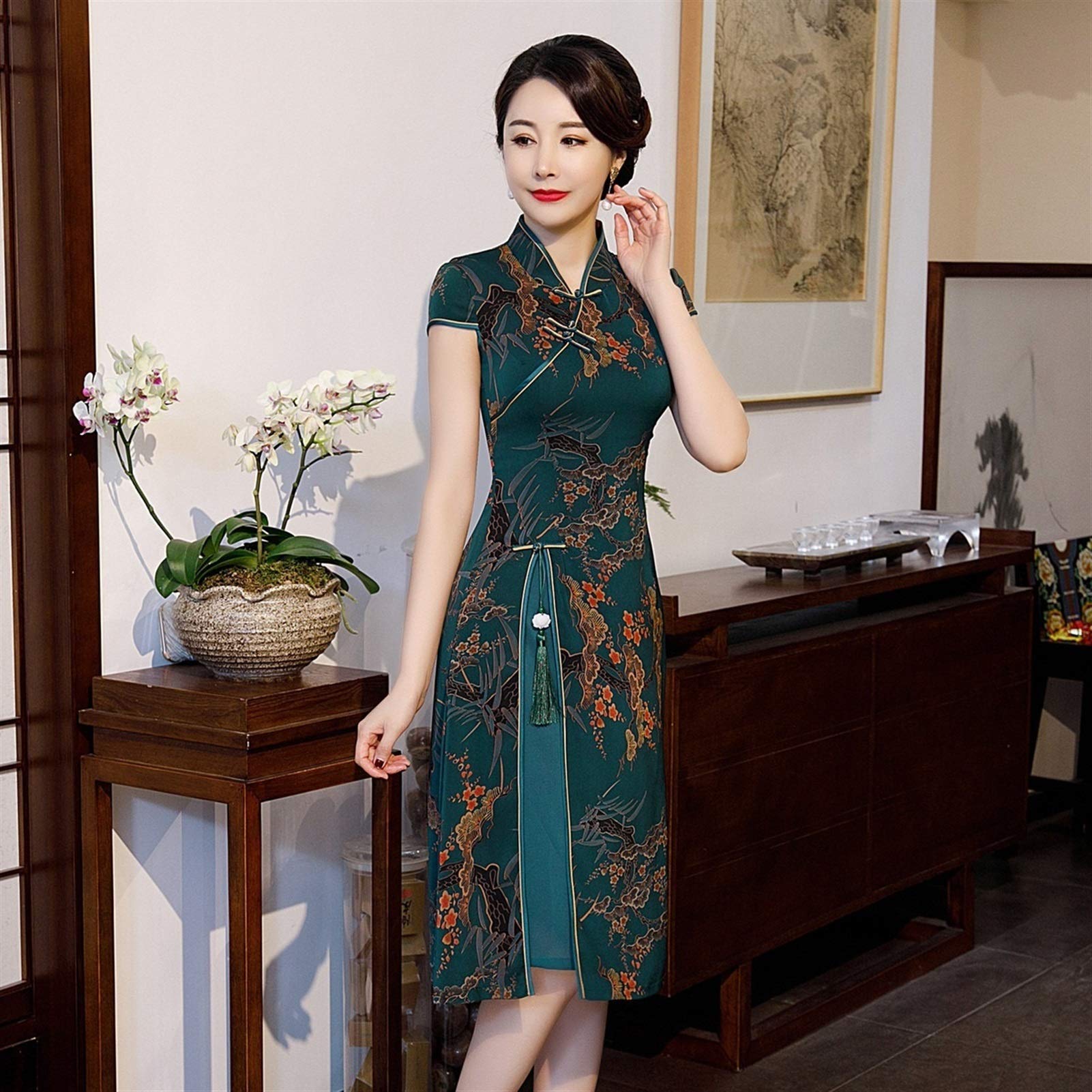 Primavera Estate migliorata Collare Cheongsam Bassa Allentato Qipao Abito Stile Cinese di Stile Etnico Tang Suit Dress Comfortable