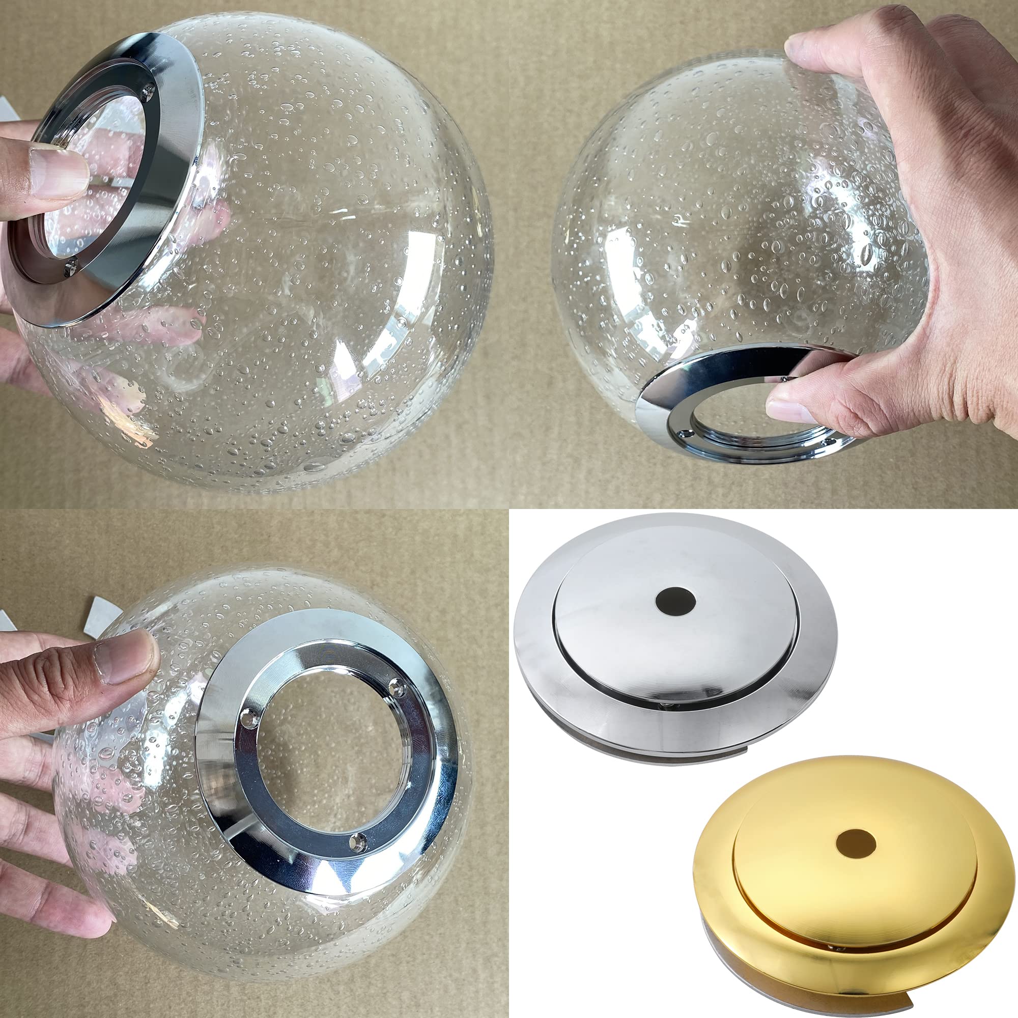 LARTEEN 2-5/8" Opening Hole Lighting Fixture Replacement Glass Globe Shade, 5.9" Diameter Round Ball Globe, 2.7" Fitter Frosted Opal White Glass Lamp Shade for Chandelier Pendant Light, 2 Pack