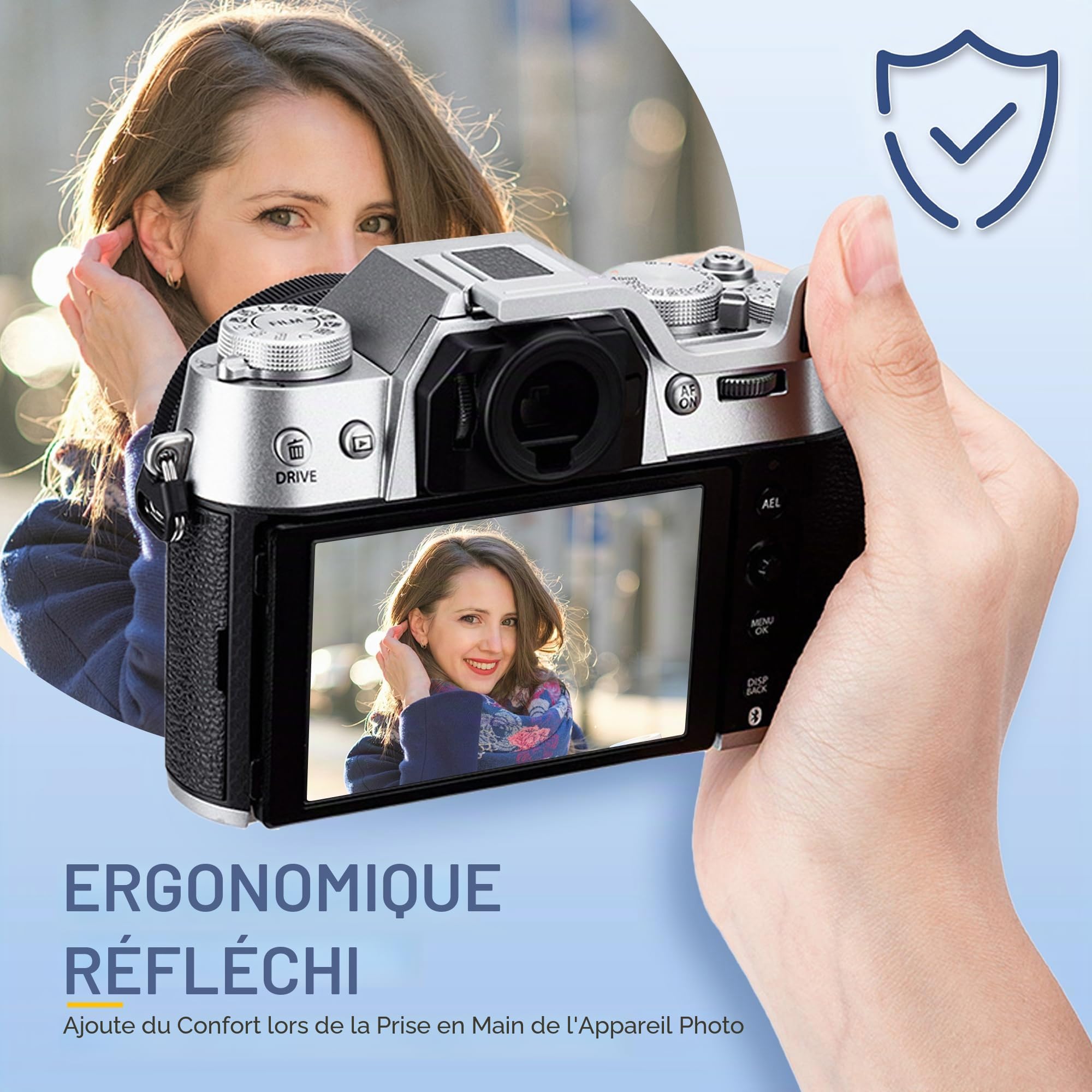JJC XT50 Poignée de Pouce pour Fuji X-T50 Appareil Photo, Poignée Améliorée de Pouce Griffe pour Prise de Vue à Une Main, Argenté
