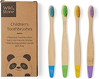 Vista 1 de Wild & Stone Cepillo de dientes orgánico de bambú para niños Cuatro colores Cerdas de fibra suave Mango 100% biodegradable Libre de BPA