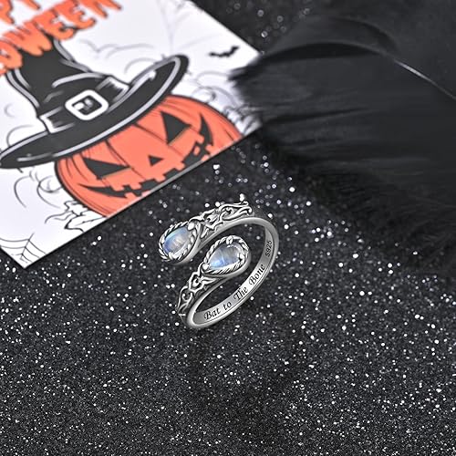 Miniatura 3 de Anillos de plata de ley 925 con piedra lunar natural para mujer, anillo ajustable de girasol para pulgar, anillos de cuchara vintage, anillos de