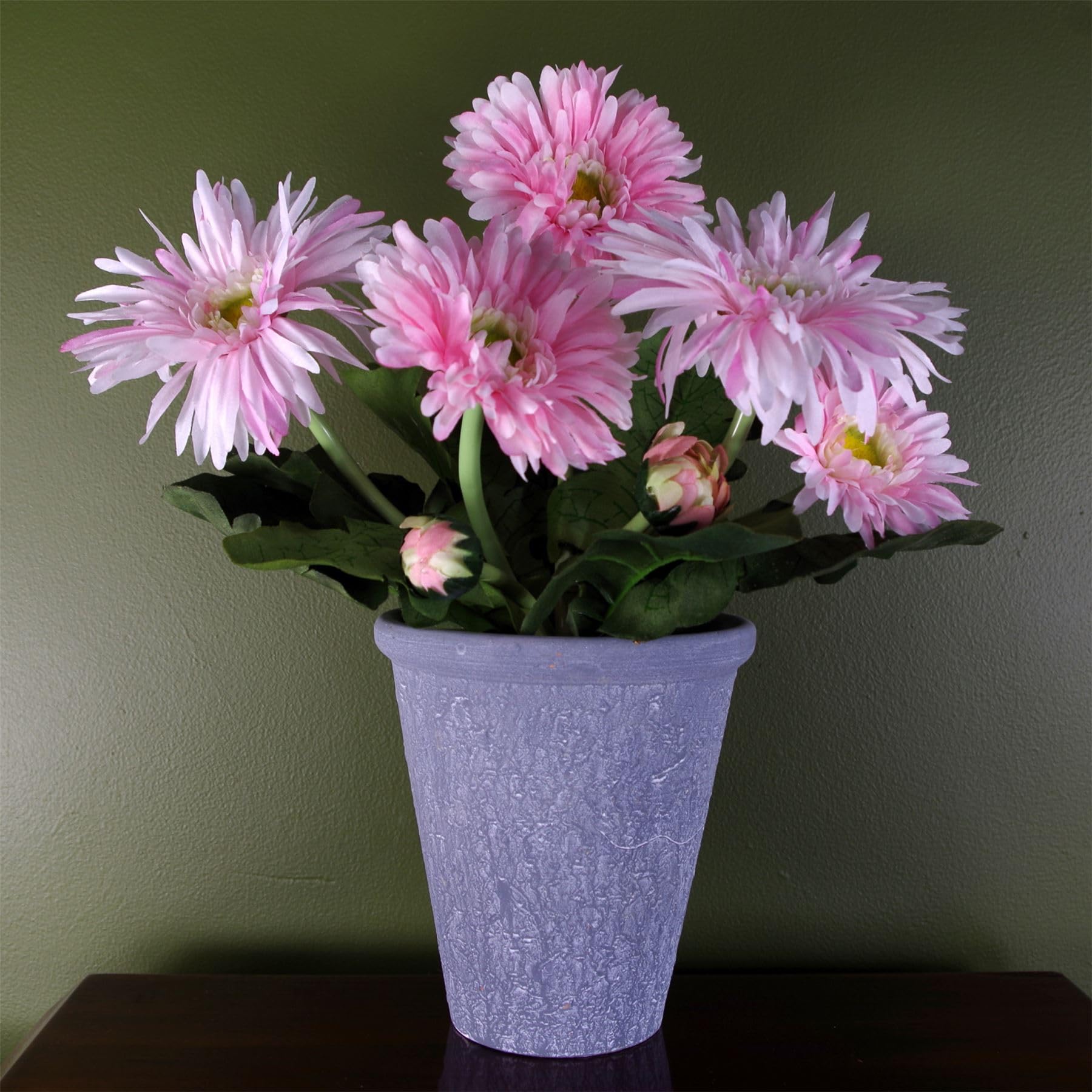 Botanik Luxury Flowering Artificial Plants, 33cm Potted Daisy Pink
