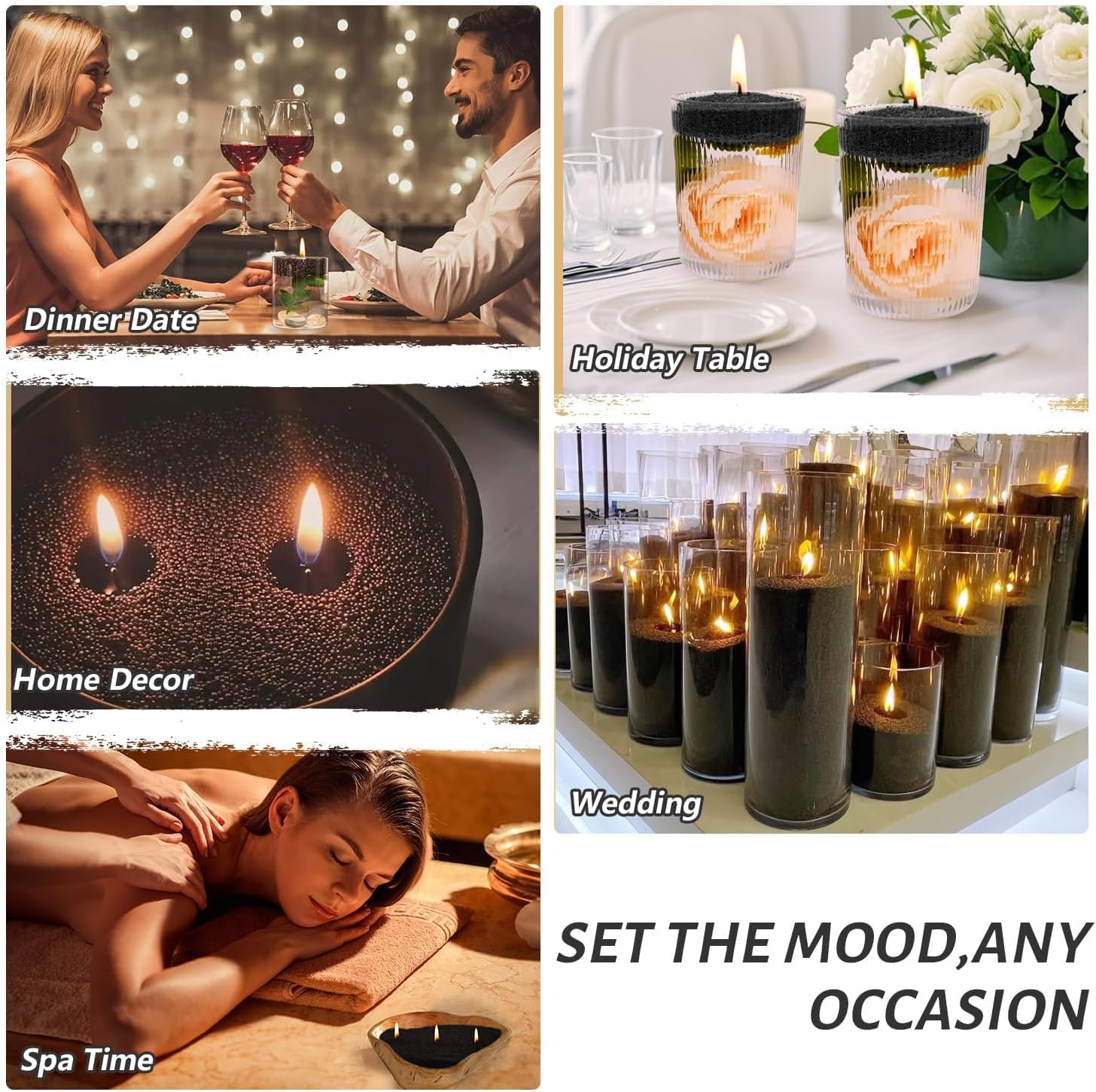 Candle Sand with Wicks, Pearled Candle Wax for DIY Candles Making, 18Oz Refillable Beaded Wax Non-Toxic Natural Sand Beaded Waxs Customized Pearled Candles Making for Home Decoration Wedding Party