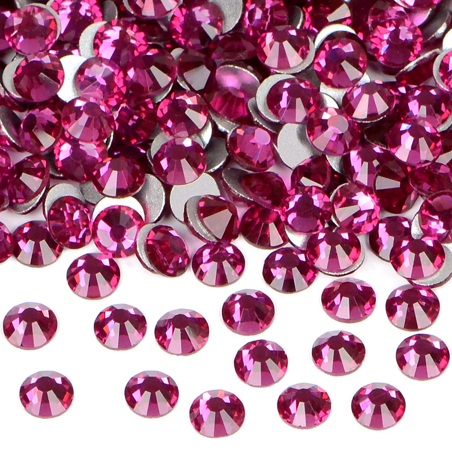 1440PCS Art Nail Rhinestones Non Hotfix Glue Fix Round Crystals Glass Flatback for DIY Jewelry Making with one Picking Pen (ss16 1440pcs, Rose)