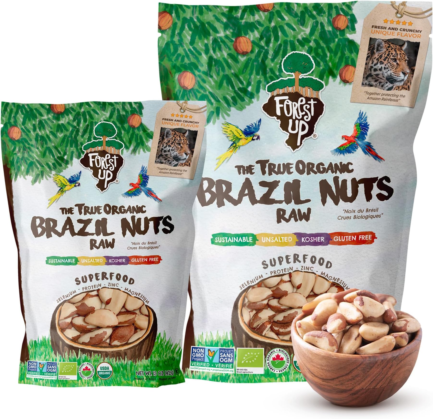 2 Snacks The True Organic Brazil Nuts Medium Size 48 oz 3lbs – Raw and Unsalted – Rich in Vegetable Protein – Fresh, Vegan and Gluten Free – Forest Up