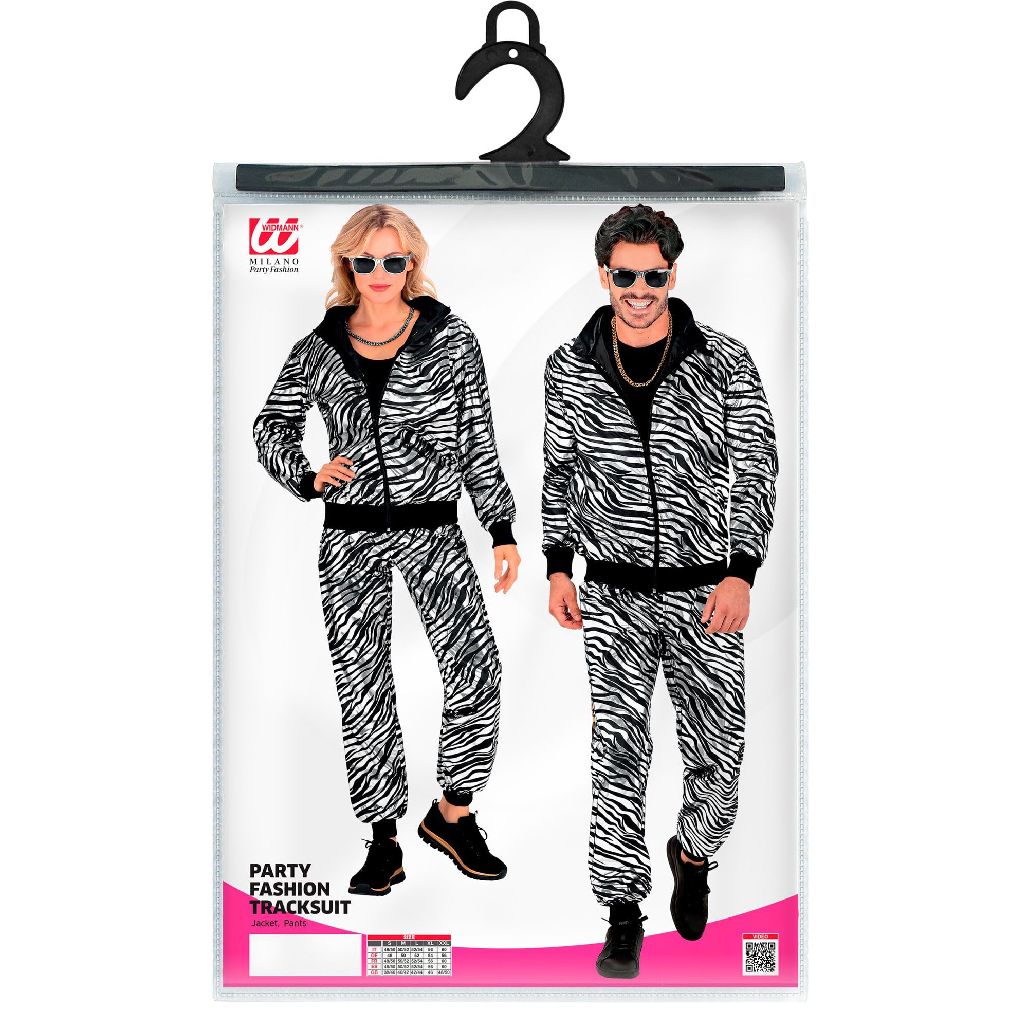 W WIDMANN MILANO Party Fashion - Disfraz de chándal, estampado animal, atuendo de los años 80, chándal para carnaval y fiestas