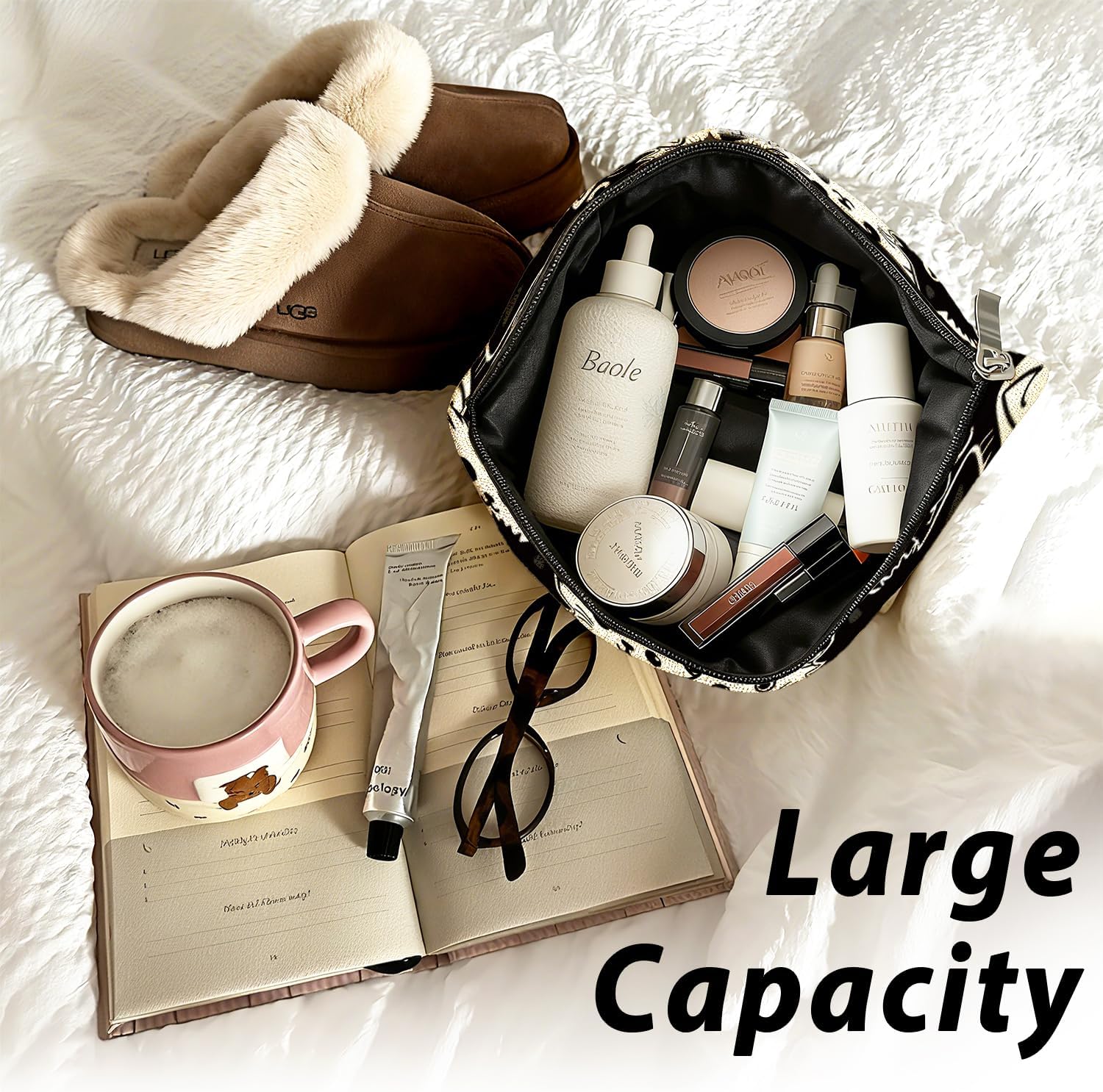 Funny Cat Makeup Bag for Women & Teen Girls, It's Fine I'm Fine Everything Fine Travel Pouches for Toiletries, Kitty Cosmetic Zipper Travel Toiletry Bag, Cute Black Cat Gifts for Cats Gifts Lovers - Image 3