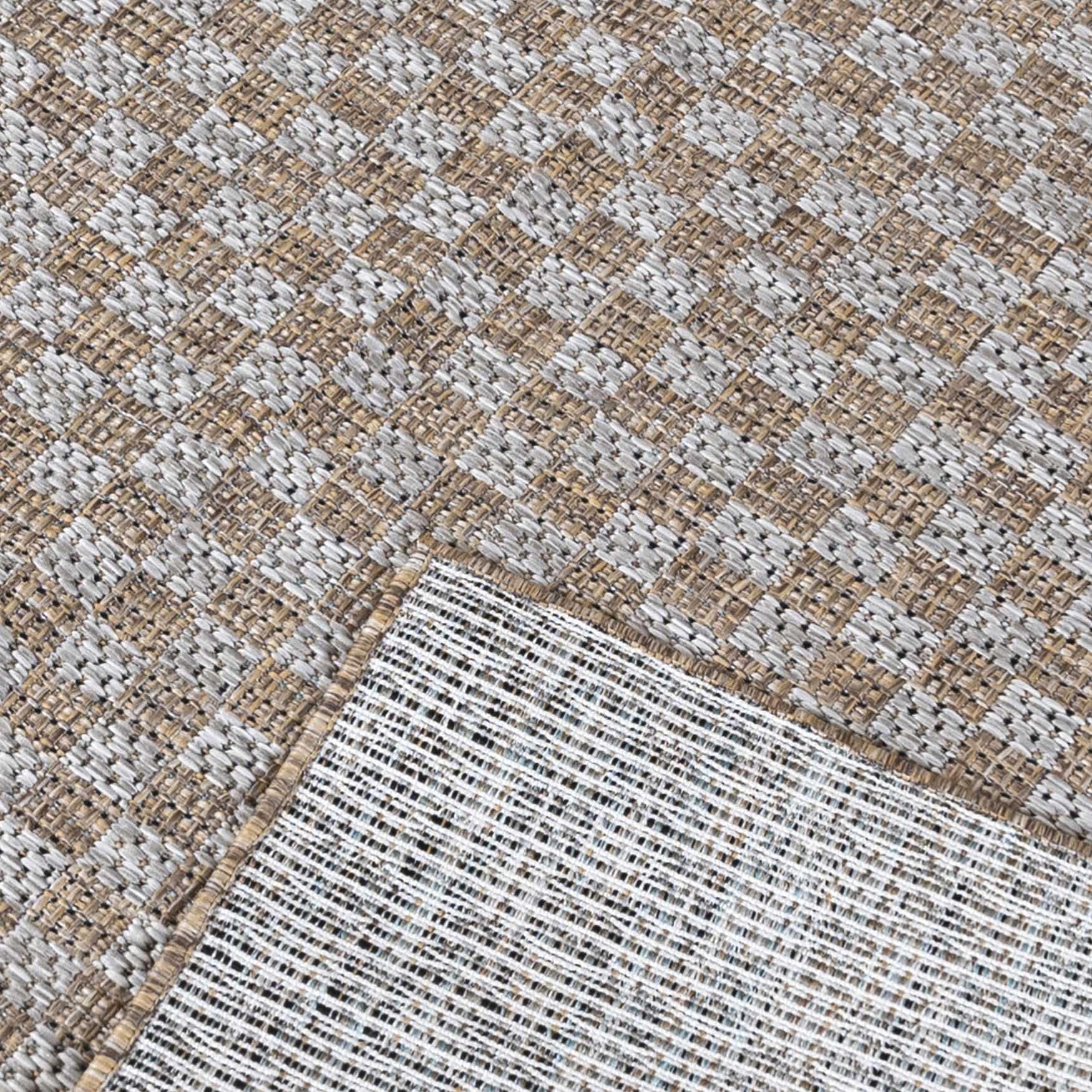 Mazovia Outdoor-Teppich Balkon 200x200cm Braun Anthrazit Geometrisch