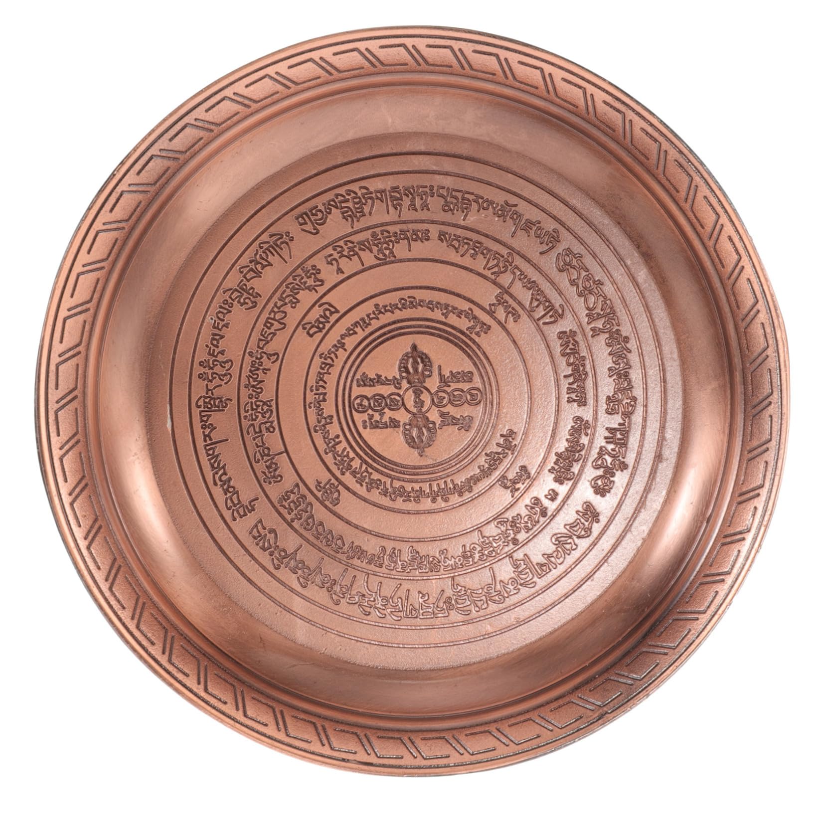 Plateau d'offrandes en alliage de cuivre marron vintage pour rituels