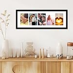 VIOLABBEY 8x24 Cadre d'image de collage, Fits 5 4x6 Photos avec Mat ou une 8x24 Photos sans tapis pour le mur, Cadres de photo Collage 4x6 Cadre d'image Collage noir 8x24 Photo sans tapis, décoration murale