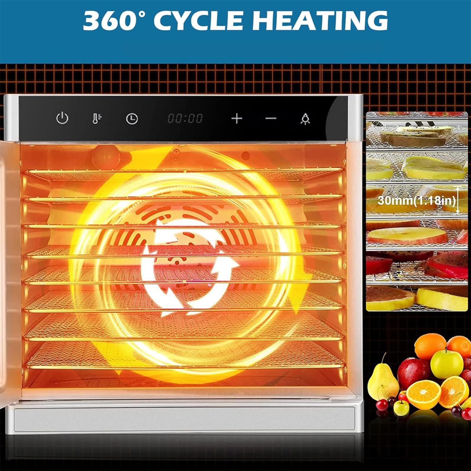 Liofilizadora Comercial De 500 W, Secadora De Alimentos De 6 Capas, Tiempo Ajustable: 30 Min-24 H/Temperatura Ajustable: 30 ℃ -85 ℃/espaciado De Capas: 3 Cm, para Secar