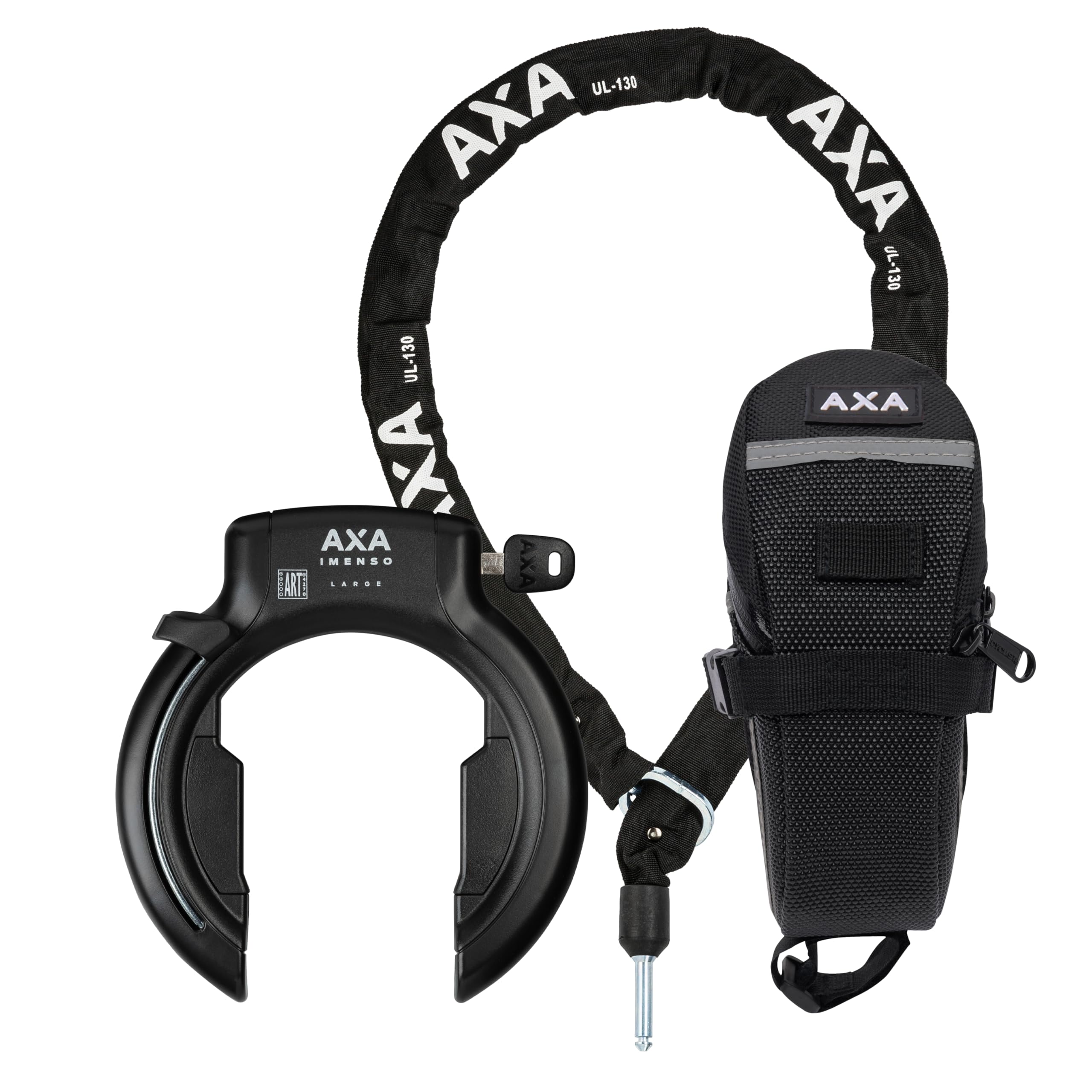 AXA Set Imenso L + ULC 130 + Sac de Transport – Kit antivol pour Cadre avec chaîne intégrée et Sac – Haute sécurité
