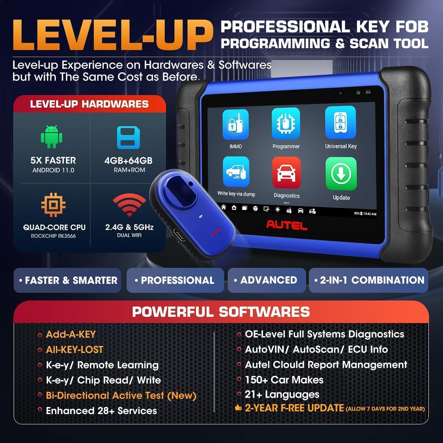 Autel MaxiIM IM508S Android (Ulepszono IM508, Aktualizacja 2 Lata) 2025 Najnowszy Programowanie Kluczy Samochodowych Skaner Diagnostyczny (z XP200), 40+ Usług, Pełna Diagnostyka Systemów