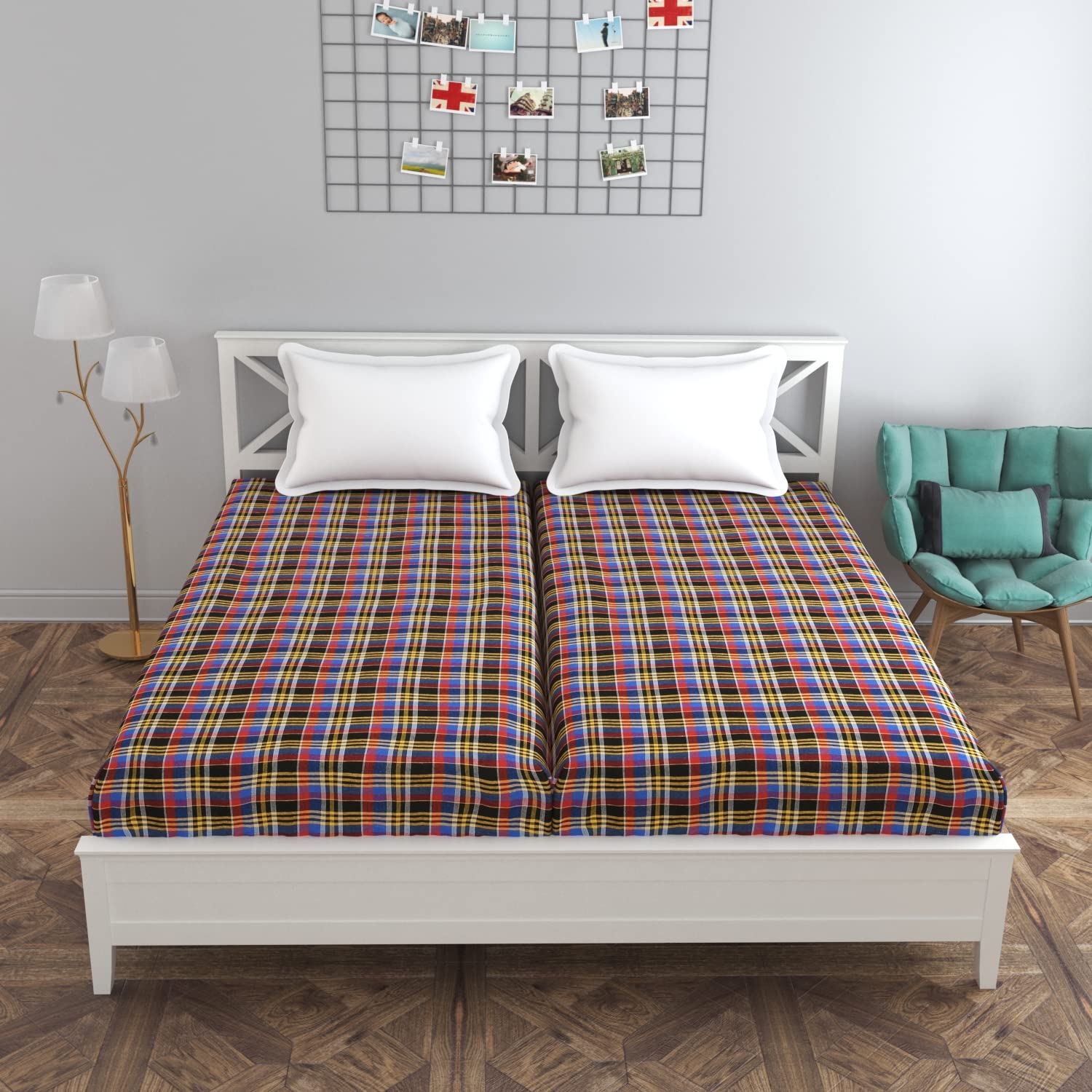 Shri Anand Creations 144TC 100% Cotton Breathable Fabric Mattress Cover for Double Bed with Zip/Chain. Size: 75x36x5 Set of 2(Design 1) (B0B93HJZ3G) Amazon Price History, Amazon Price Tracker