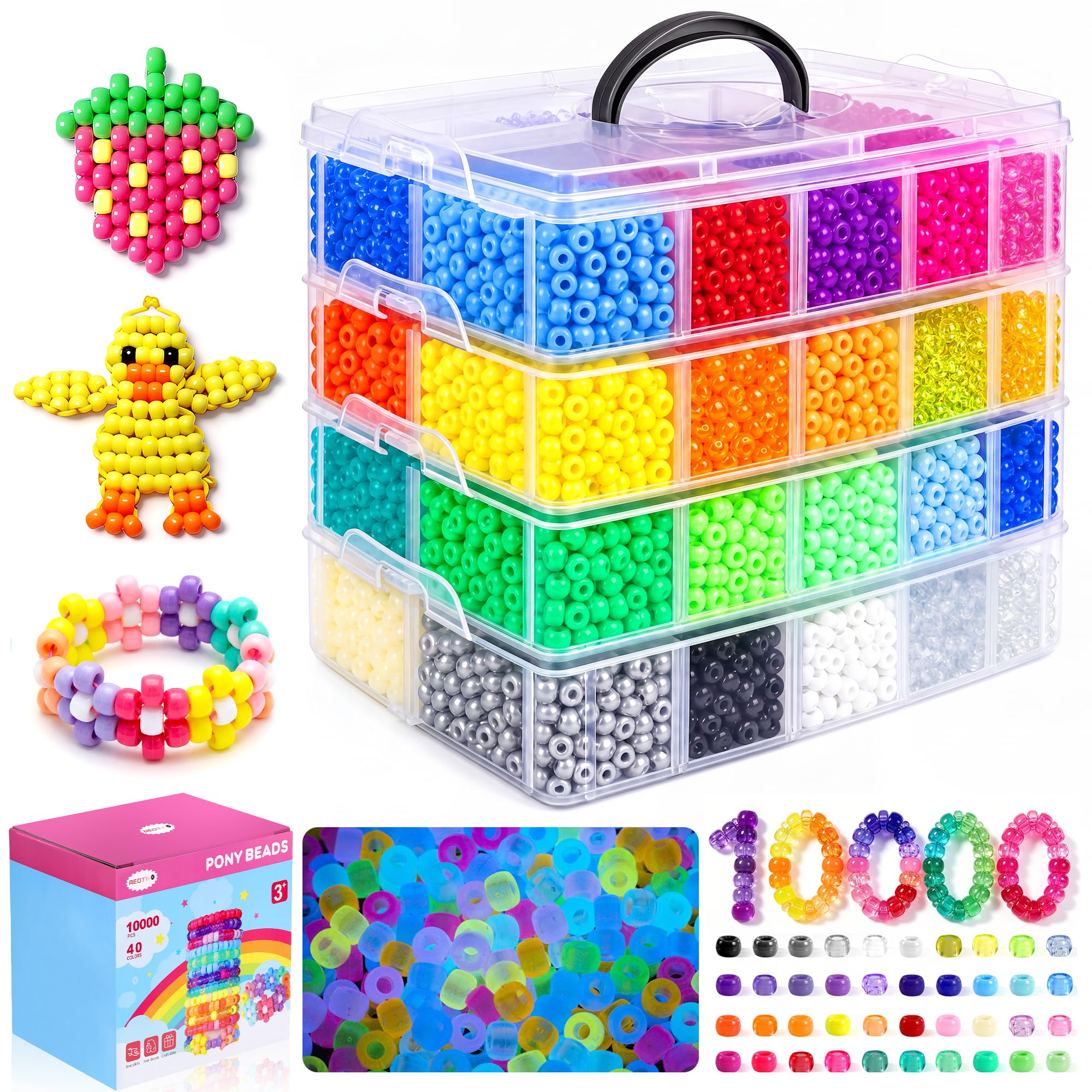 Redtwo 10000 Pcs Pony Beads