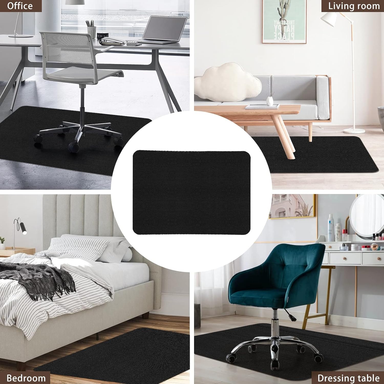 Hardwood Floors,Tile Non-Slip Office Chair Mat,Computer Chair Mat,for Rolling Chair,Large Floor Protector,Easy Clean and Flat Without Curling,Black(47"x36") : Office Products