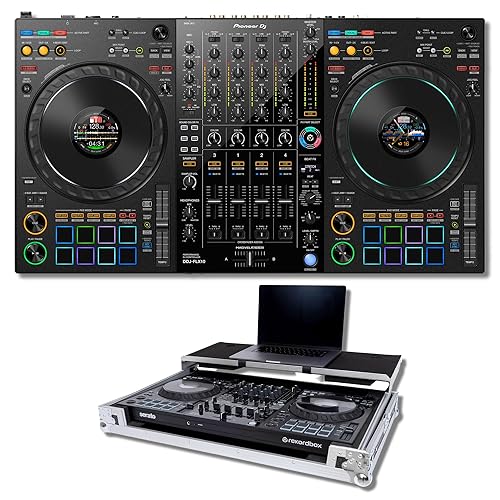 Pioneer DDJ-FLX10 4-Channel DJ Controller for rekordbox and Serato DJ Pro (Black) with Headliner HL10010 Flight Case for DDJ-FLX10 w/Laptop Platform