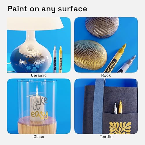 Miniatura 66 de ARTISTRO - 2 plumones de pintura acrílica blanca, punta media de 3 mm, perfectos para manualidades, proyectos de arte y más Blanco