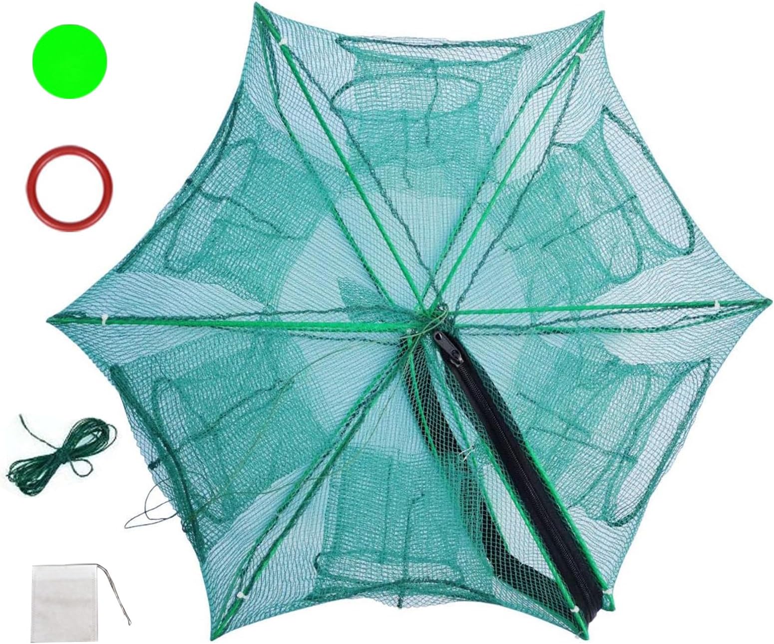 Oonkaf Foldable Fishing Trap - Collapsible Hexagon 12 Hole Bait Trap, Portable Minnow Crayfish Crab Crawdad Shrimp Net Cage, Fishing Accessories