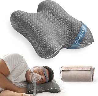 Elviros CPAP Pillow for Side & Back Sleepers, HSA/FSA Portable Travel Sleep Apnea Pillow with Adjustable Height, Reduce Mask Leaks & Pressure,for Camping, Hotels