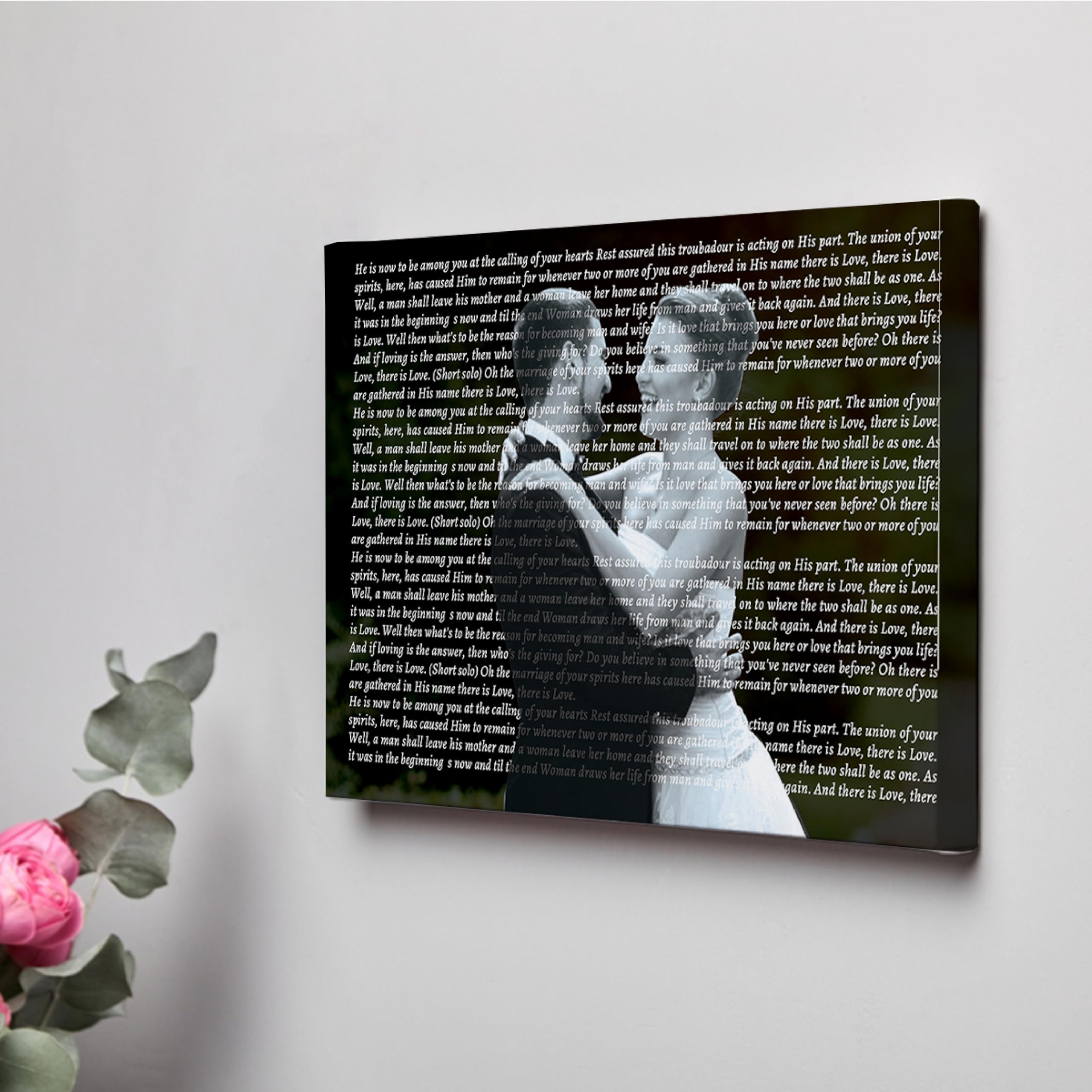 UKustomize Personalised Song Lyrics Photo & Words Canvas, Wedding Vows, or Poem Keepsake | Anniversary & Valentine’s Gift for Couples