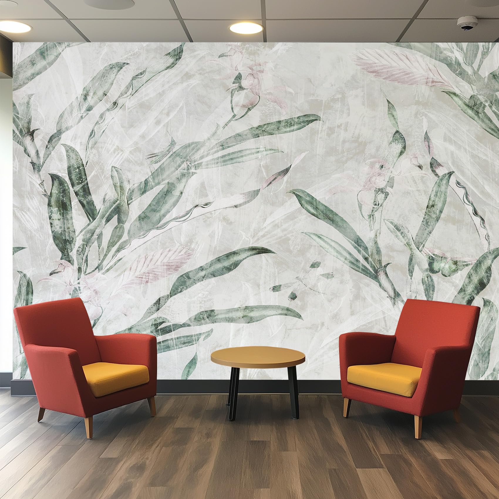 Fresque murale feuilles tropicales pour chambre parentale