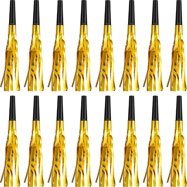 24 Pieces Gold Noise Makers for Adults Kids Party Horns and Blowers Noisemakers for Birthday Sporting Events Party Favors Supplies